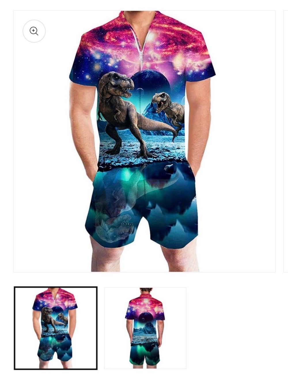 Galaxy Dinosaur space romper zip up size small